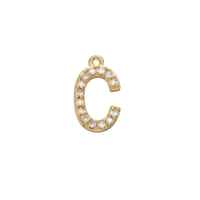 26pcs/lot 15*12mm CZ Paved Initial Letter Alphabet Charms-Gold & Silver CZ Paved Charms Initials & Numbers Small Sizes Charms Beads Beyond