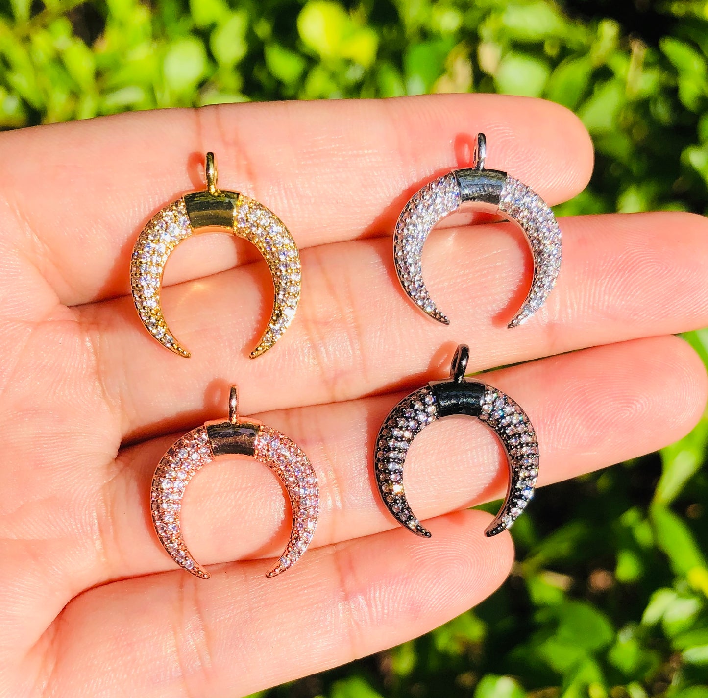 10pcs/lot 20*17mm CZ Paved Moon Charms Mix Color CZ Paved Charms Sun Moon Stars Charms Beads Beyond