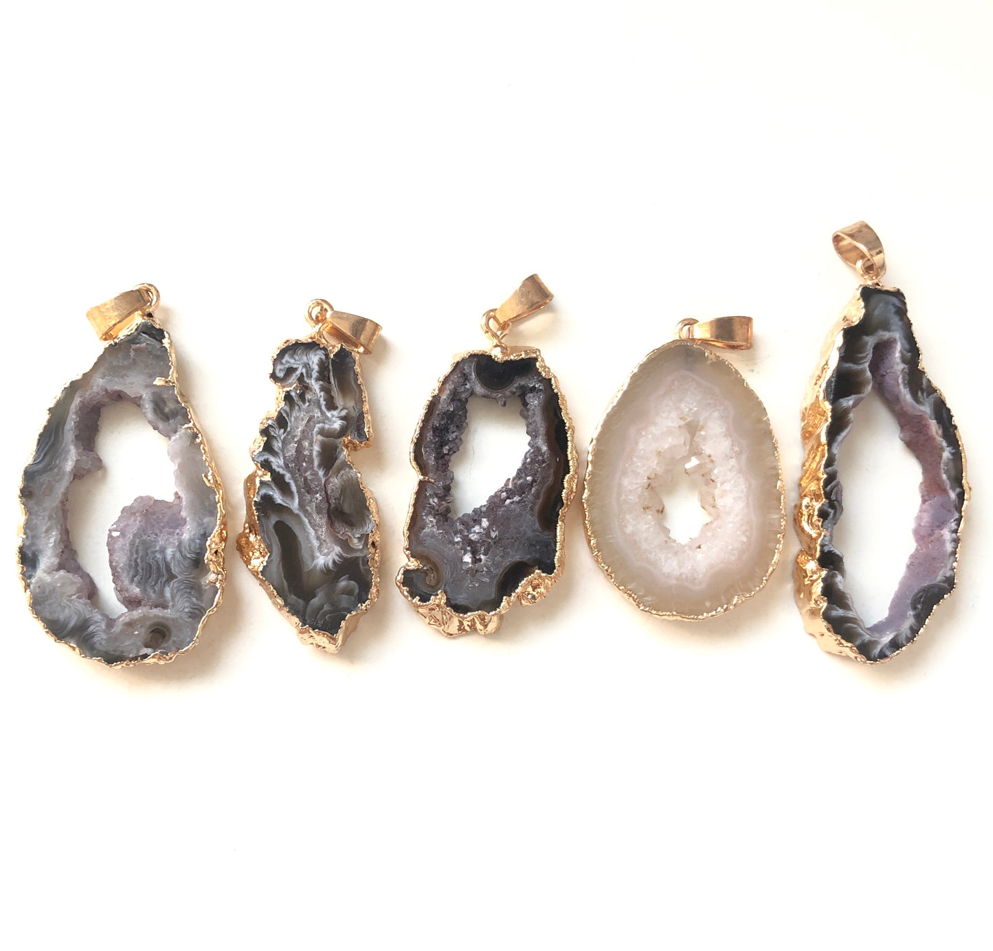 5pcs/lot 25-50mm Natural Agate Druzy Charm Stone Charms Charms Beads Beyond