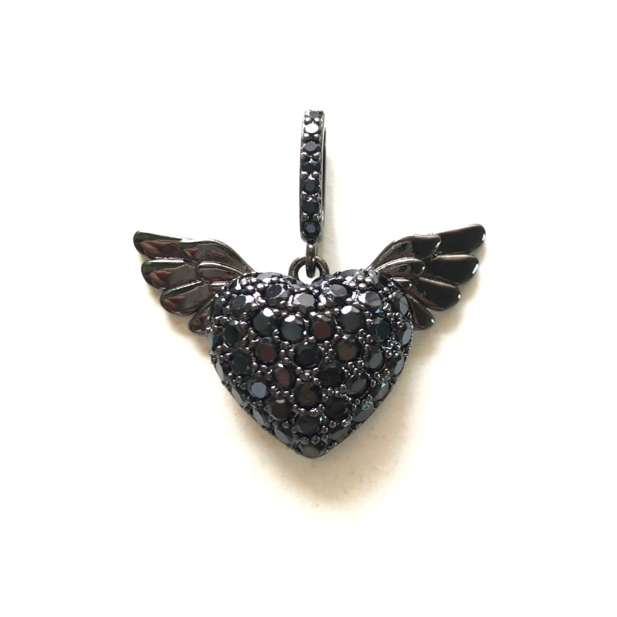 10pcs/lot 29.2*18.6mm CZ Paved Angel Wing 3D Heart Charms CZ Paved Charms Hearts New Charms Arrivals Charms Beads Beyond