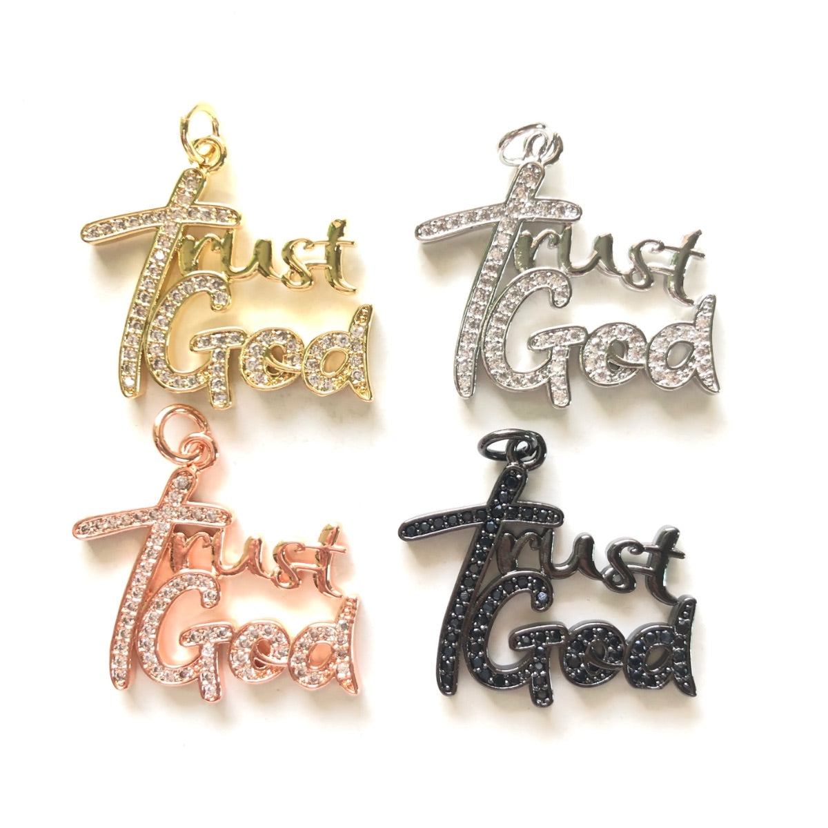 10pcs/lot 32*28mm CZ Pave Trust God Word Charms CZ Paved Charms Christian Quotes New Charms Arrivals Charms Beads Beyond