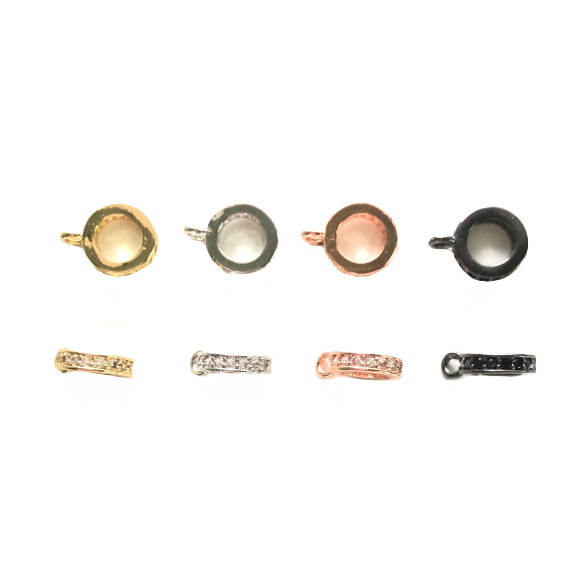 20pcs/lot 8/10mm CZ Paved Bail Spacers 8mm Mix Colors CZ Paved Spacers Bail Beads Charms Beads Beyond