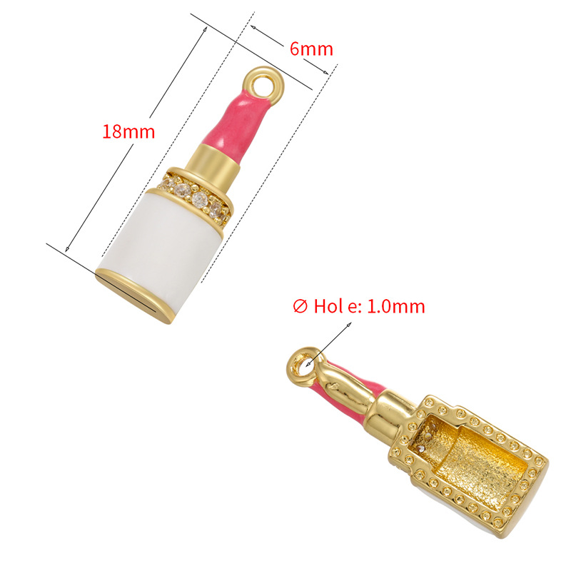 10pcs/lot 18*6mm Colorful Enamel Cute CZ Pave Lip Stick Charm Pendants Enamel Charms Charms Beads Beyond