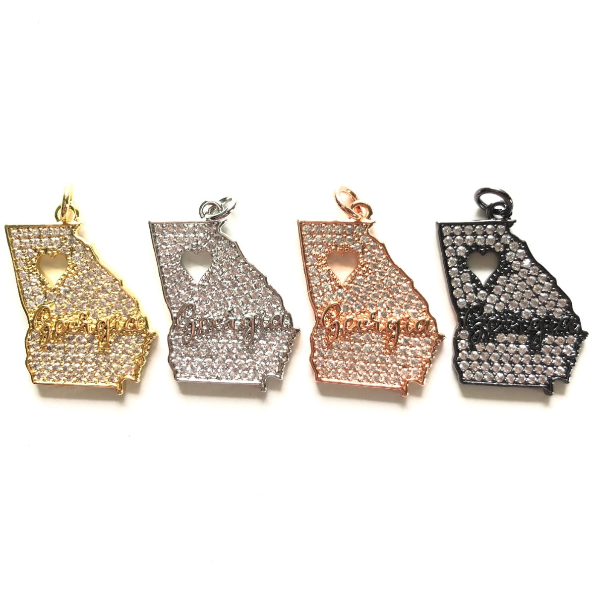 10pcs/lot 28*22mm CZ Love Georgia Map Charm Pendants CZ Paved Charms Maps On Sale Charms Beads Beyond