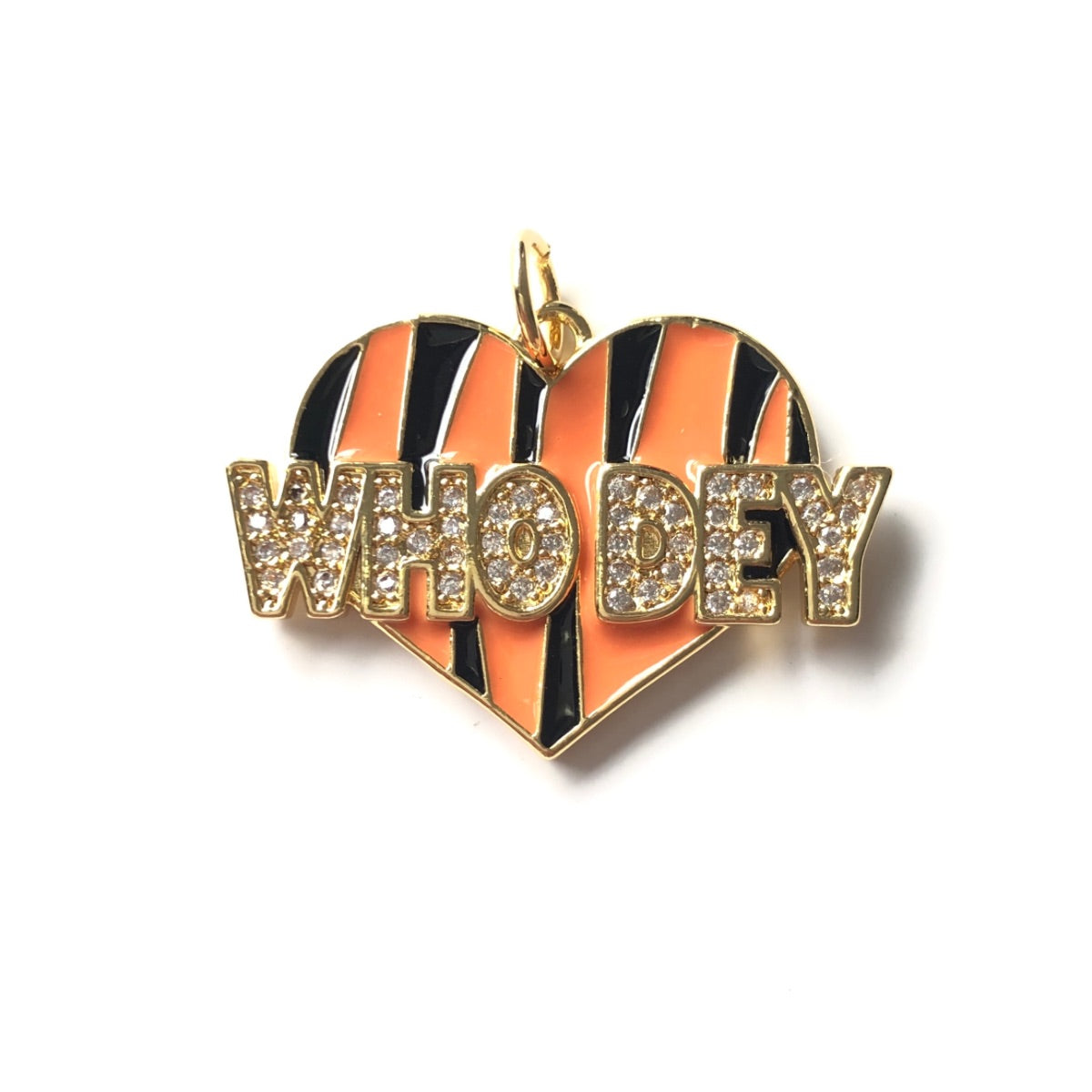 10pcs/lot 30*21mm CZ Pave Who Dey Heart American Football Team Chant Word Charms CZ Paved Charms American Football Sports New Charms Arrivals Charms Beads Beyond