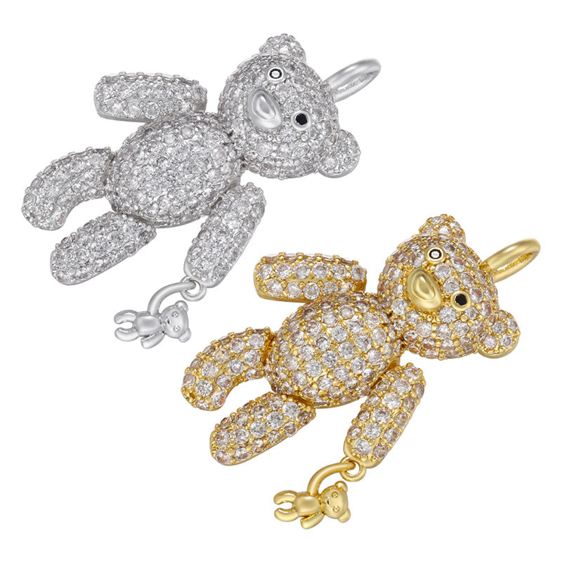 5-10pcs/lot 30 *19mm CZ Paved Cute Bear Charms Mix Colors CZ Paved Charms Animals & Insects Charms Beads Beyond