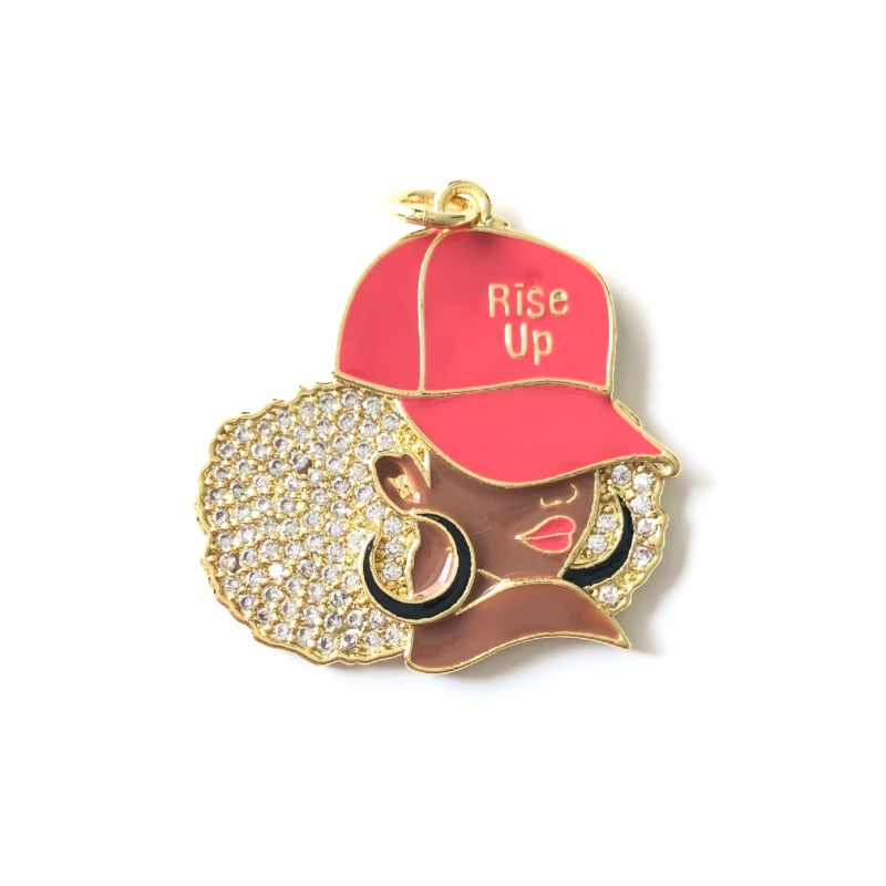 10pcs/lot CZ Paved Atlanta FALCON Rise Up Afro Black Girl Charms CZ Paved Charms Afro Girl/Queen Charms American Football Sports New Charms Arrivals Charms Beads Beyond