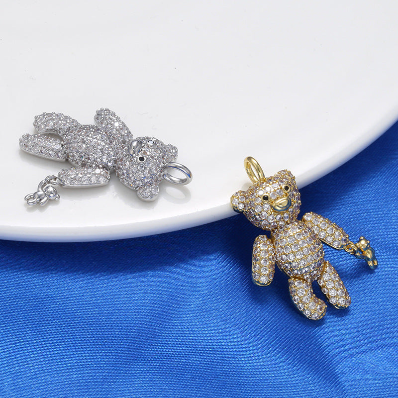 5-10pcs/lot 30 *19mm CZ Paved Cute Bear Charms CZ Paved Charms Animals & Insects Charms Beads Beyond