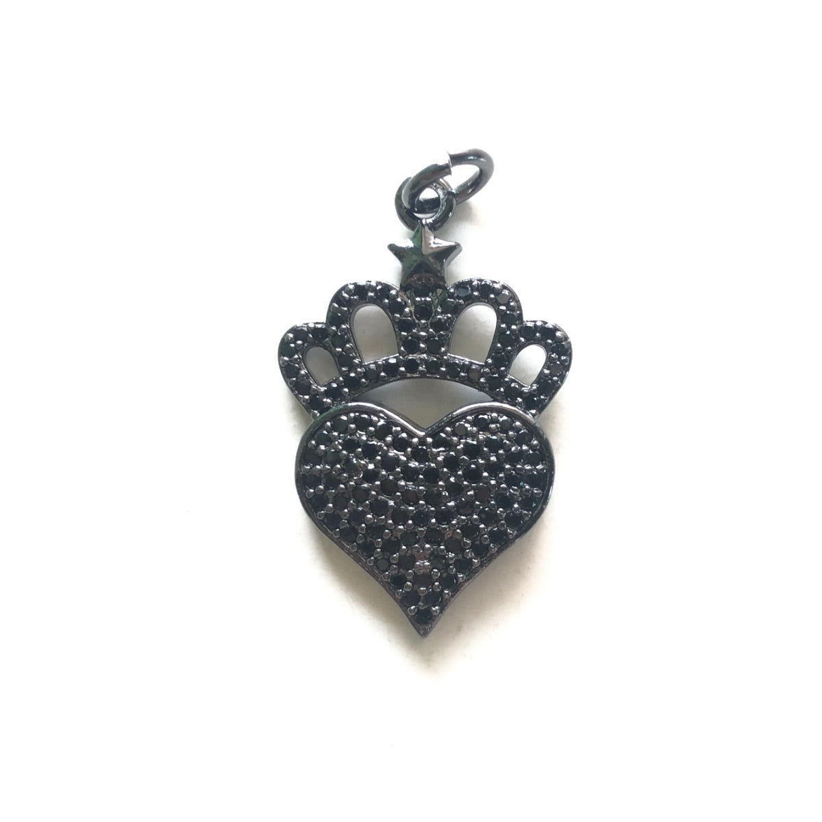 10pcs/lot 28.8*18mm CZ Paved Heart Crown Charms Black on Black CZ Paved Charms Crowns Hearts New Charms Arrivals Charms Beads Beyond