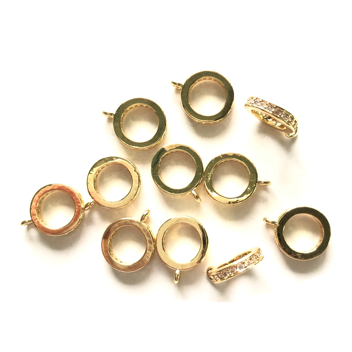 20pcs/lot 8/10mm CZ Paved Bail Spacers 10mm Gold CZ Paved Spacers Bail Beads Charms Beads Beyond