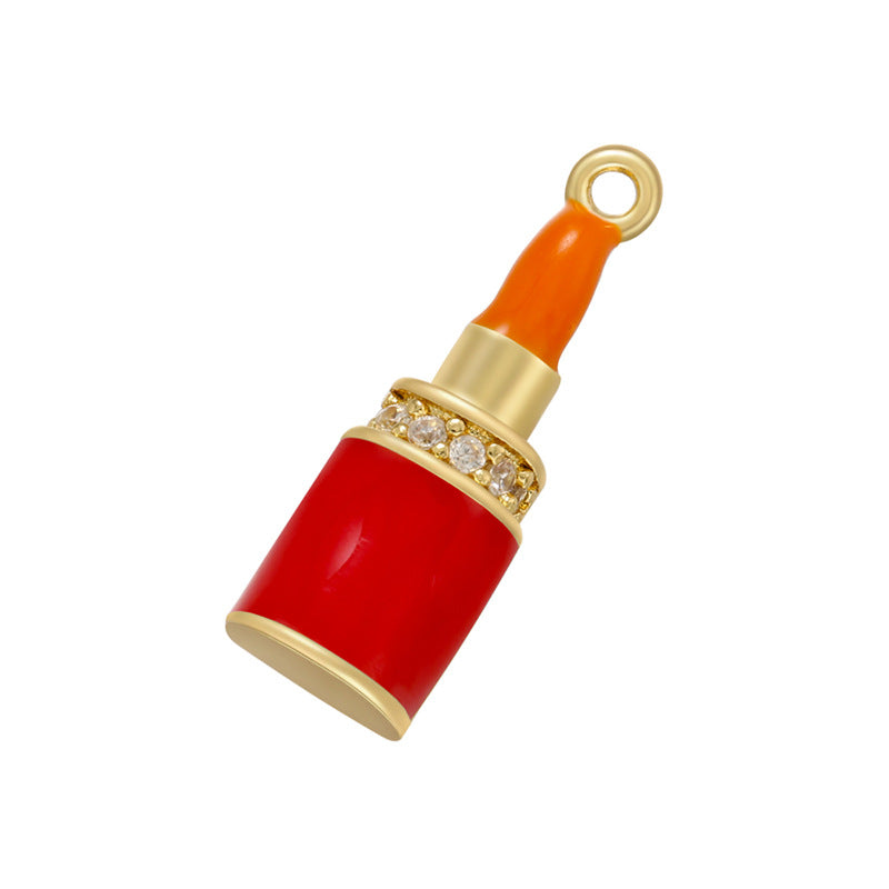 10pcs/lot 18*6mm Colorful Enamel Cute CZ Pave Lip Stick Charm Pendants Red Enamel Charms Charms Beads Beyond