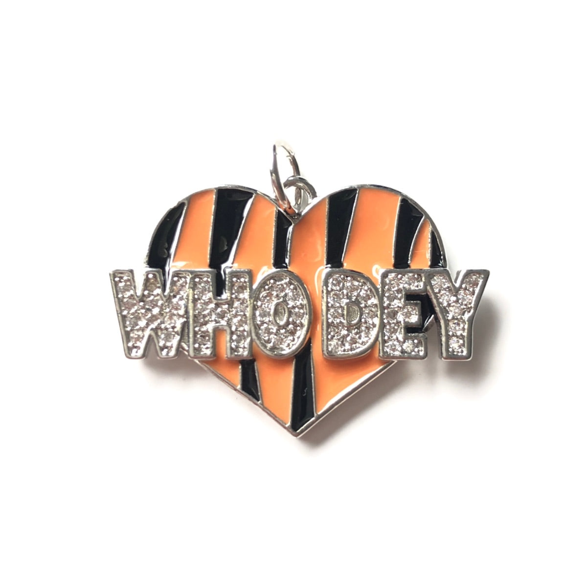10pcs/lot 30*21mm CZ Pave Who Dey Heart American Football Team Chant Word Charms CZ Paved Charms American Football Sports New Charms Arrivals Charms Beads Beyond