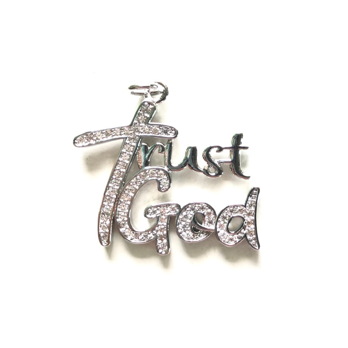 10pcs/lot 32*28mm CZ Pave Trust God Word Charms CZ Paved Charms Christian Quotes New Charms Arrivals Charms Beads Beyond