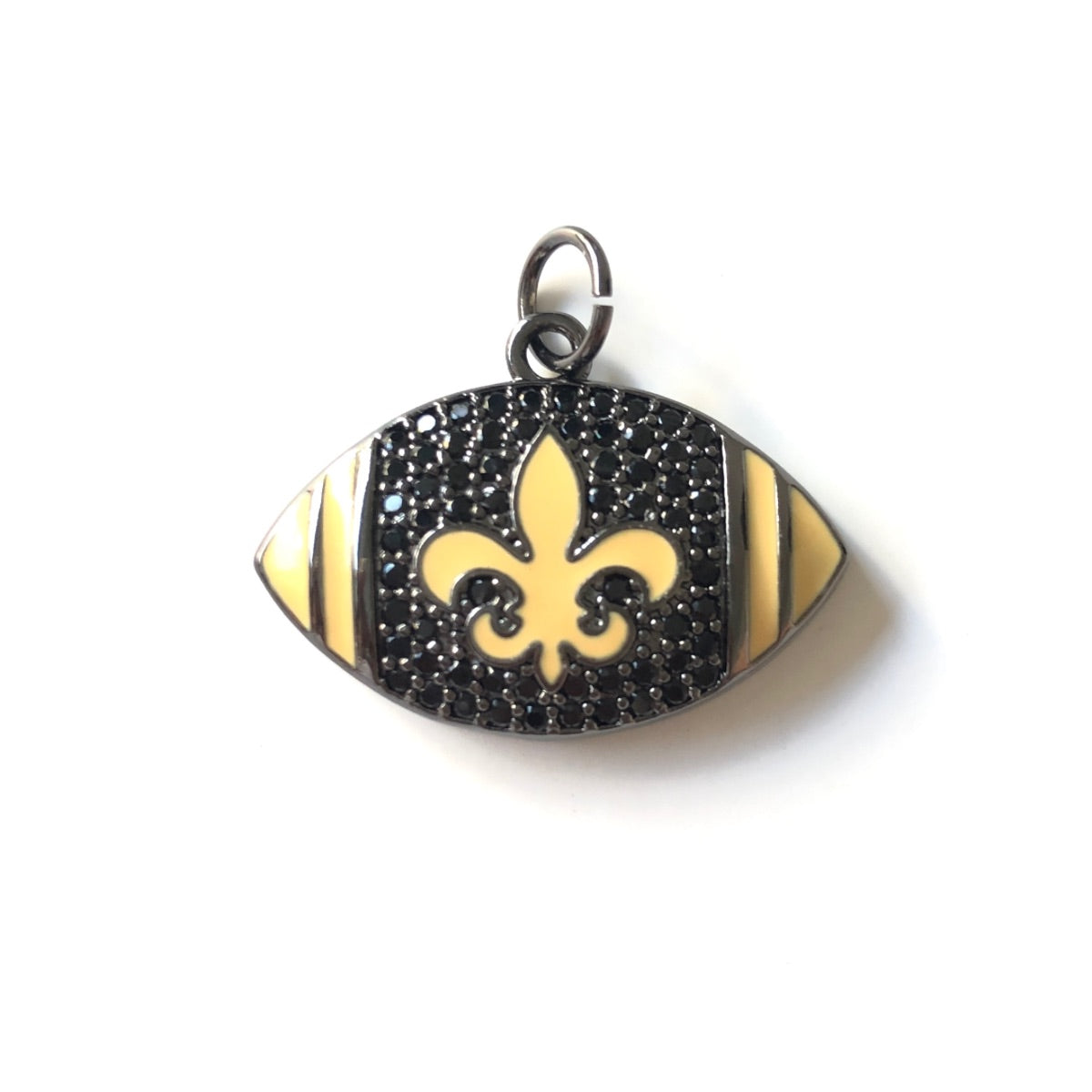 10pcs/lot 25.7*18.7mm Fleur De Lis CZ Saints American Football Charms CZ Paved Charms American Football Sports Louisiana Inspired New Charms Arrivals Charms Beads Beyond