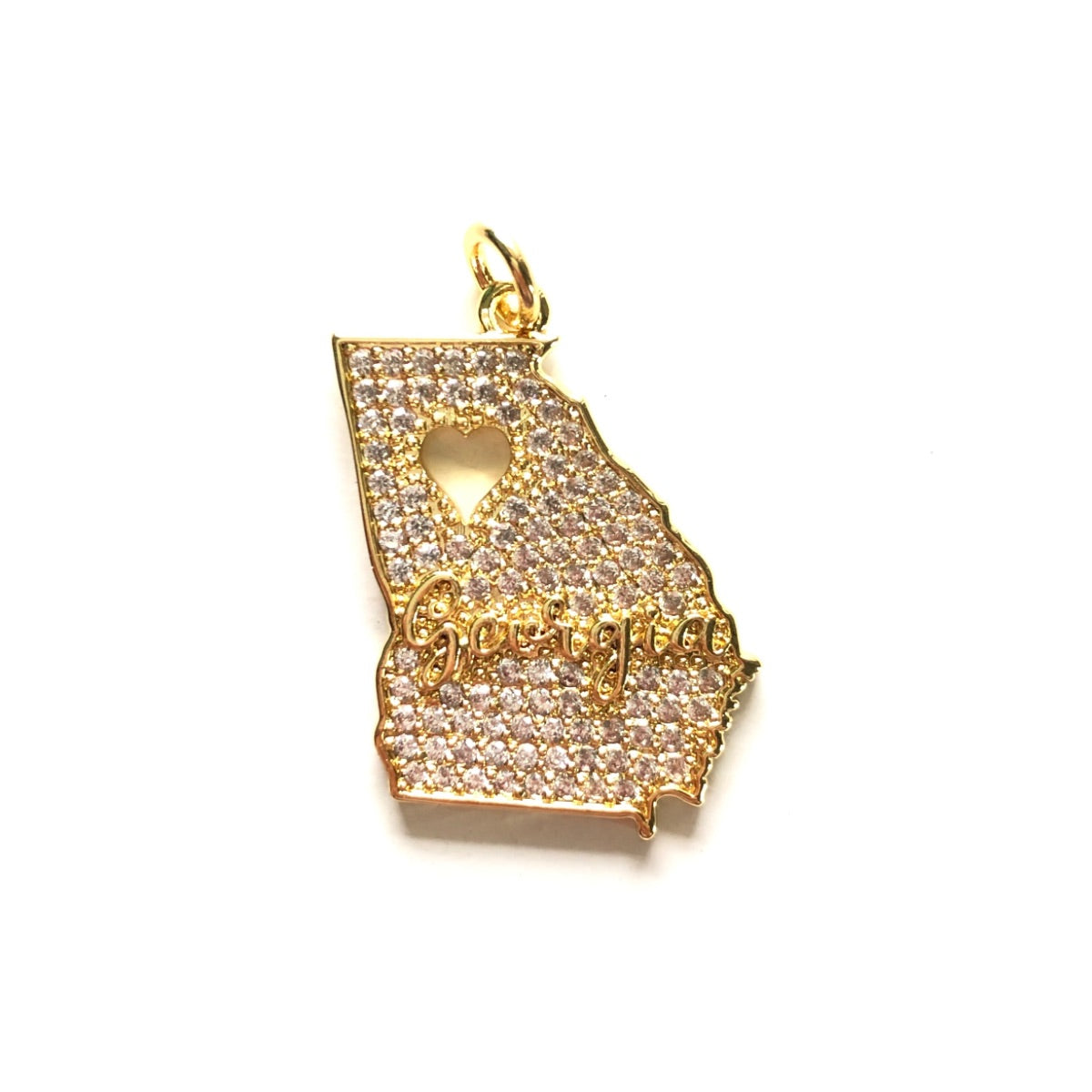 10pcs/lot 28*22mm CZ Love Georgia Map Charm Pendants Gold CZ Paved Charms Maps On Sale Charms Beads Beyond