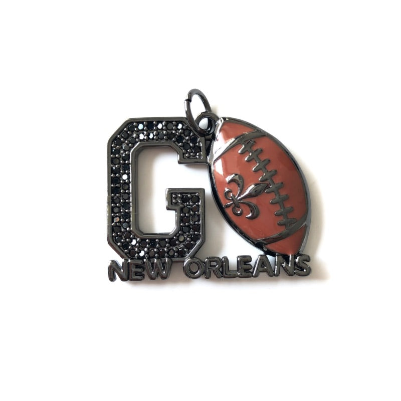 10pcs/lot CZ Pave GO Saints New Orleans AmerIcan Football Word Charms CZ Paved Charms American Football Sports Louisiana Inspired New Charms Arrivals Charms Beads Beyond