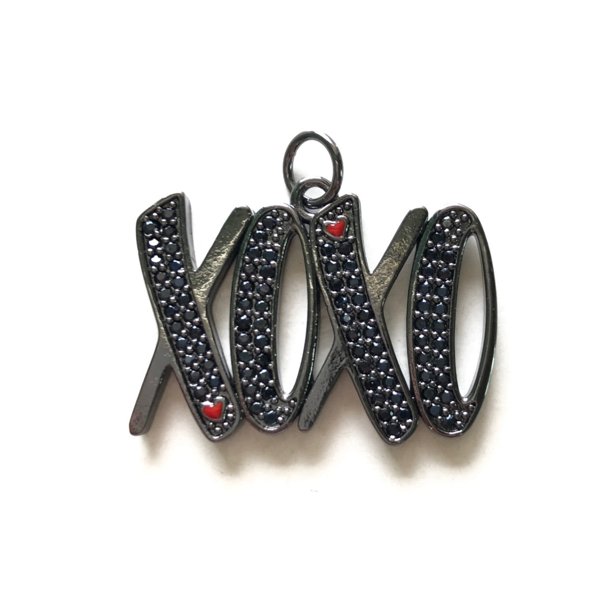 10pcs/lot CZ Paved XOXO Word Charms Black on Black CZ Paved Charms New Charms Arrivals Words & Quotes Charms Beads Beyond