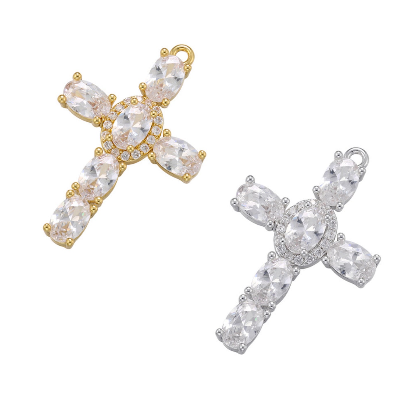 10pcs/lot 28.5*18.5mm CZ Paved Cross Charms CZ Paved Charms Crosses Charms Beads Beyond