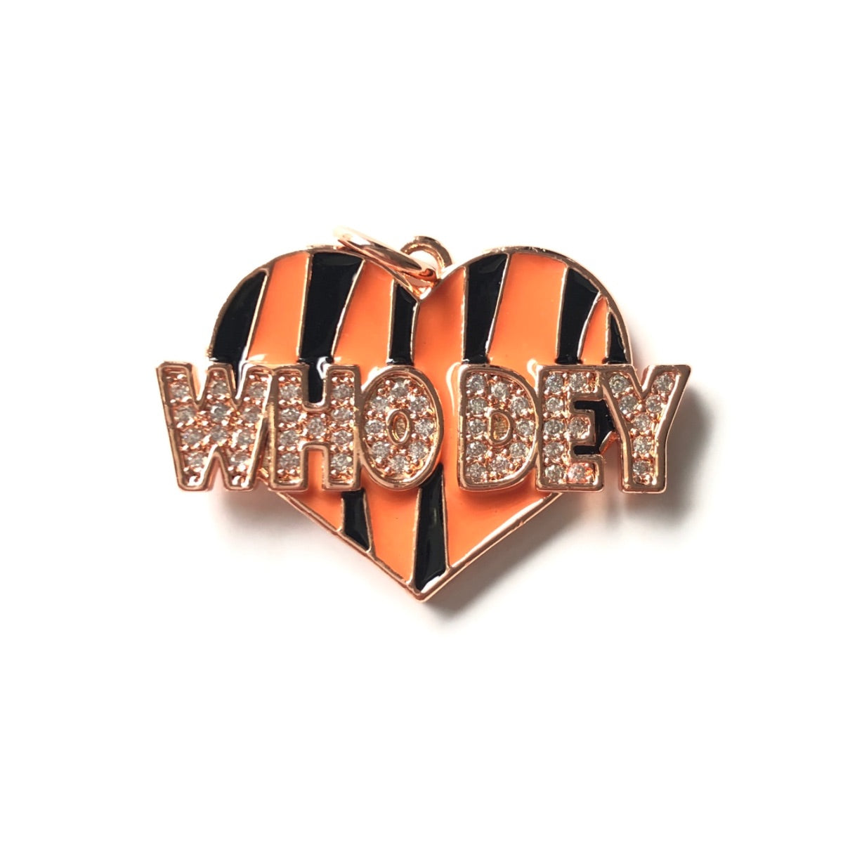 10pcs/lot 30*21mm CZ Pave Who Dey Heart American Football Team Chant Word Charms CZ Paved Charms American Football Sports New Charms Arrivals Charms Beads Beyond