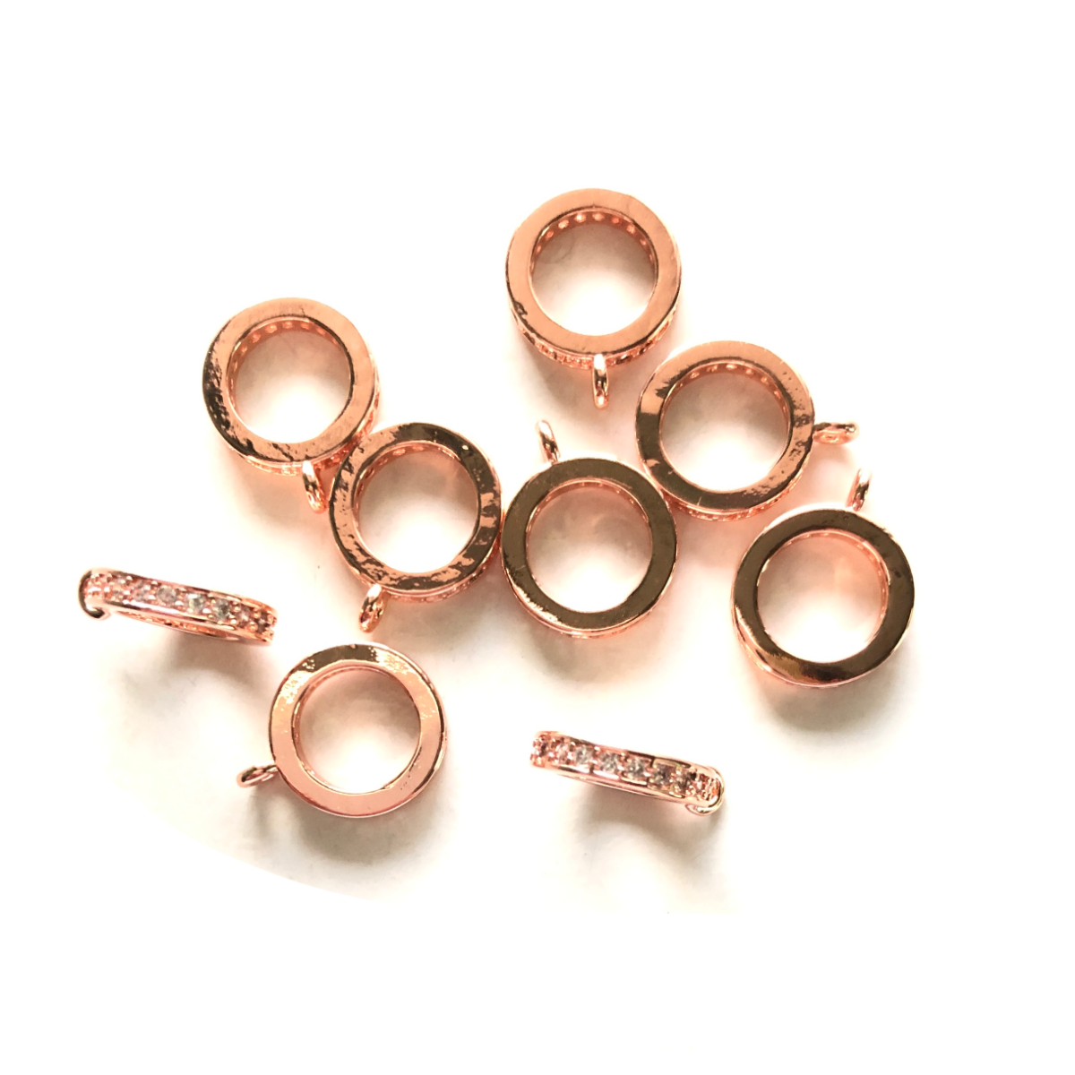20pcs/lot 8/10mm CZ Paved Bail Spacers 10mm Rose Gold CZ Paved Spacers Bail Beads Charms Beads Beyond