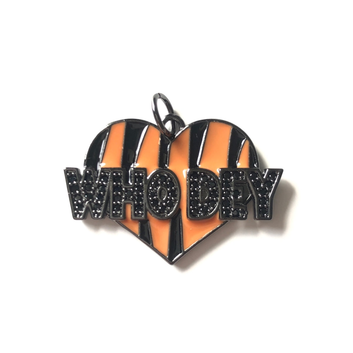 10pcs/lot 30*21mm CZ Pave Who Dey Heart American Football Team Chant Word Charms CZ Paved Charms American Football Sports New Charms Arrivals Charms Beads Beyond