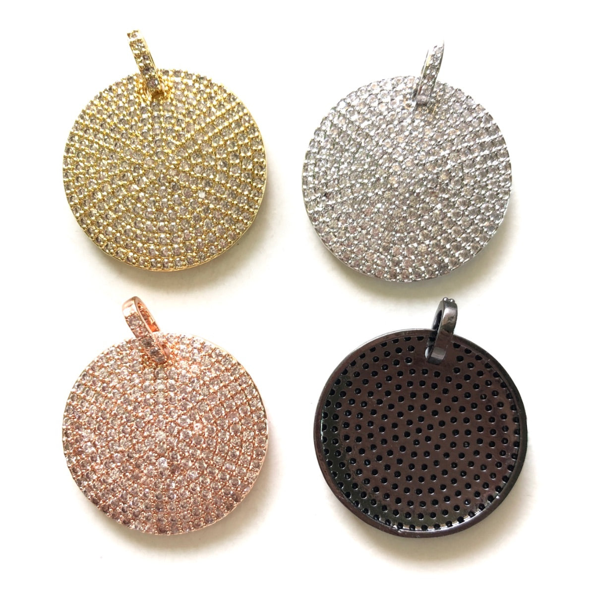 5pcs/lot 28.5mm CZ Paved Round Charms CZ Paved Charms Geometrics Large Sizes Charms Beads Beyond