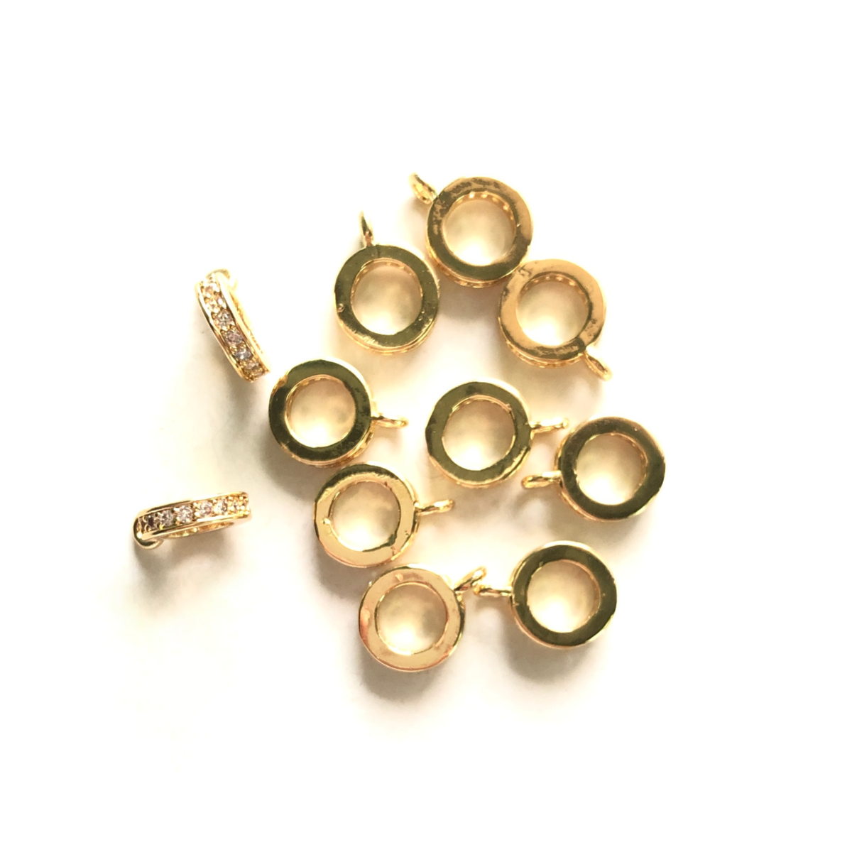 20pcs/lot 8/10mm CZ Paved Bail Spacers 8mm Gold CZ Paved Spacers Bail Beads Charms Beads Beyond