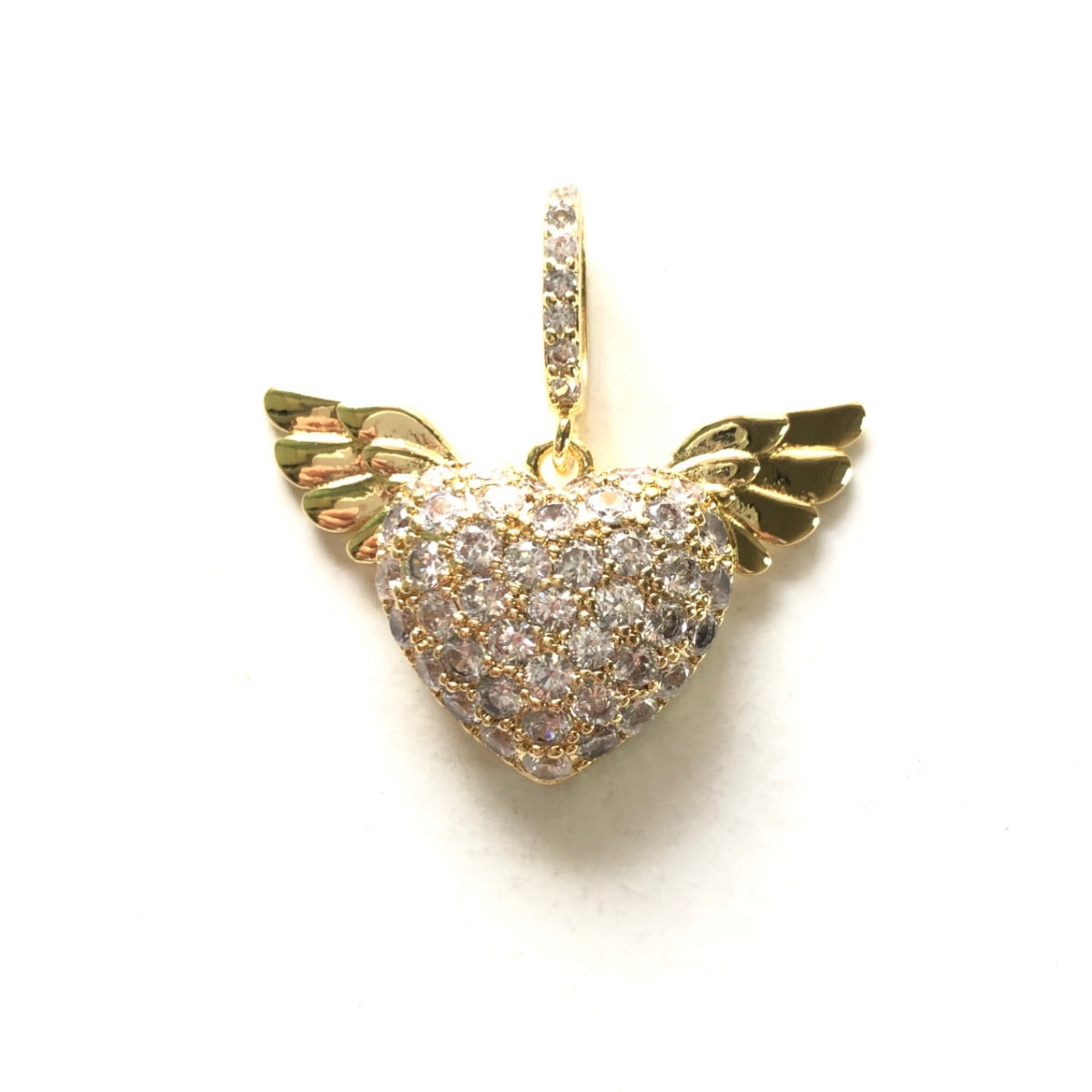 10pcs/lot 29.2*18.6mm CZ Paved Angel Wing 3D Heart Charms CZ Paved Charms Hearts New Charms Arrivals Charms Beads Beyond