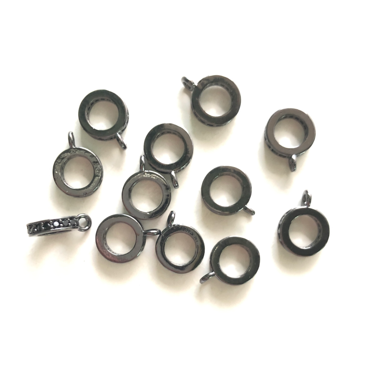 20pcs/lot 8/10mm CZ Paved Bail Spacers 8mm Black on Black CZ Paved Spacers Bail Beads Charms Beads Beyond