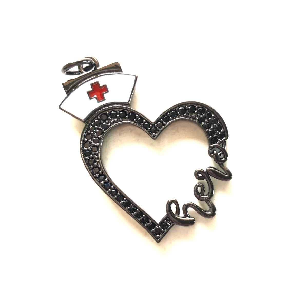 10pcs/lot 33*30mm CZ Pave Nurse Cap Heart Hero Word Charms CZ Paved Charms New Charms Arrivals Nurse Inspired Charms Beads Beyond