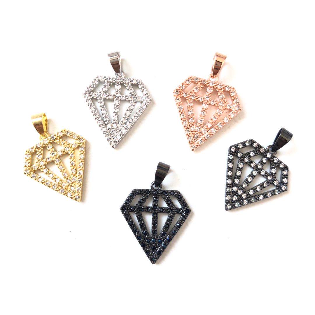 10pcs/lot 23*16.5mm CZ Paved Diamond Charms CZ Paved Charms Diamond Charms Beads Beyond
