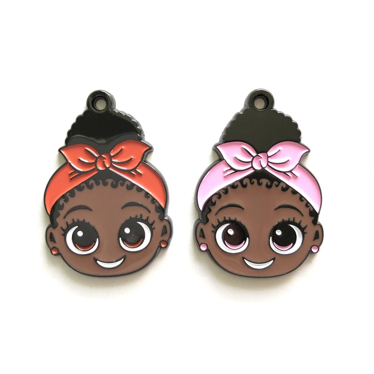 10pcs/lot Cute Little Black Girl Charm Mix Colors Enamel Afro Charms On Sale Charms Beads Beyond