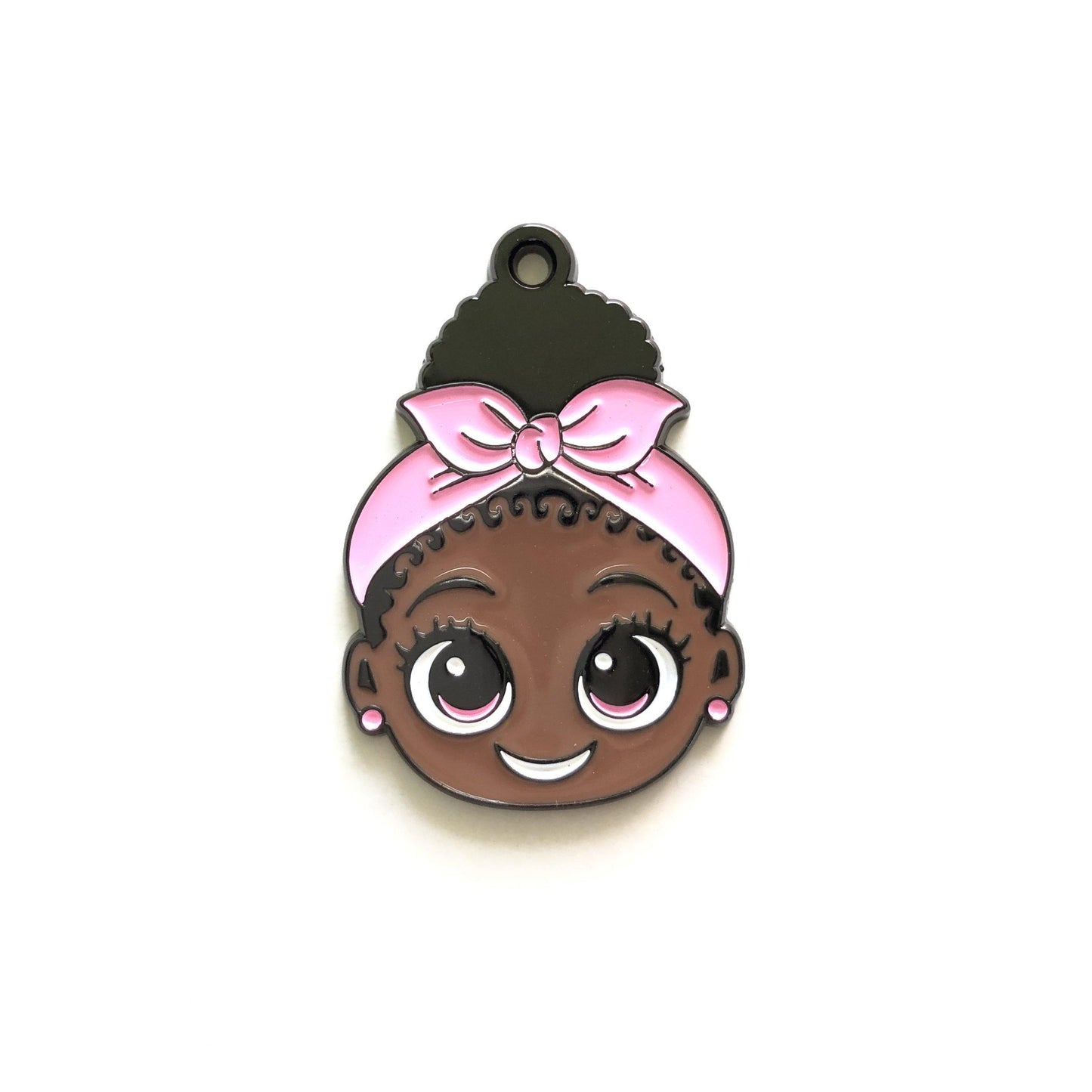 10pcs/lot Cute Little Black Girl Charm Pink Enamel Afro Charms On Sale Charms Beads Beyond