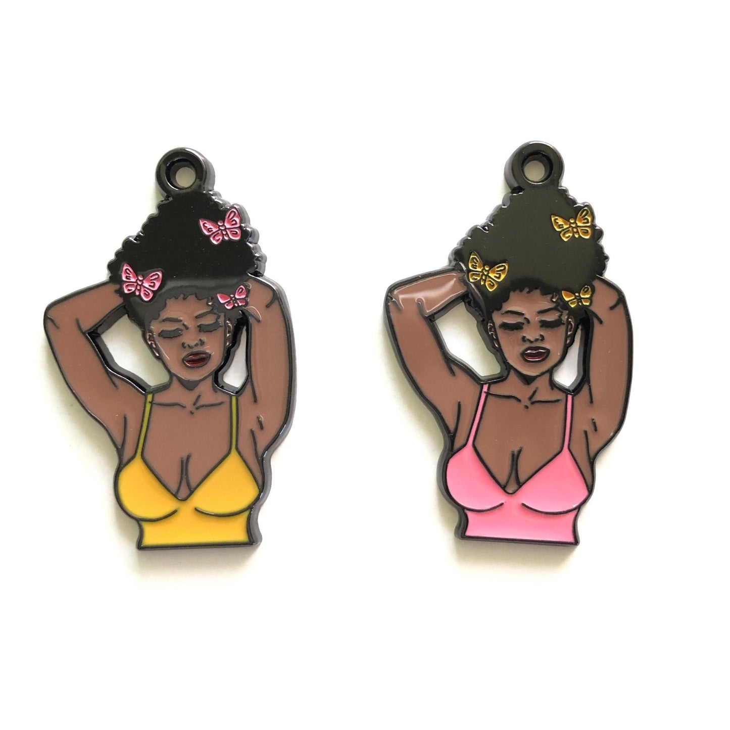 10pcs/lot Afro Black Girl Charms Mix Colors Enamel Afro Charms On Sale Charms Beads Beyond