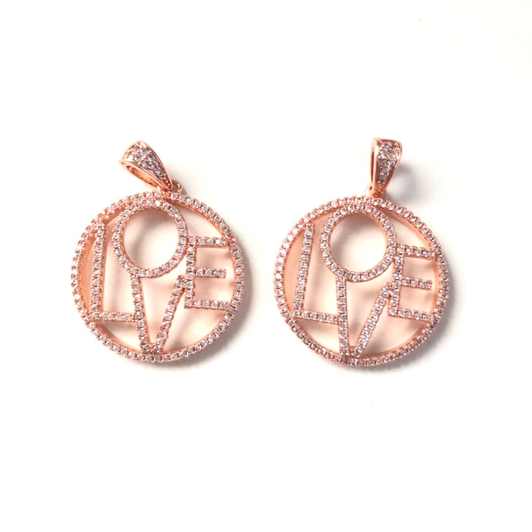 10pcs/lot 26mm CZ Paved LOVE Charms Rose Gold CZ Paved Charms Love Letters Charms Beads Beyond