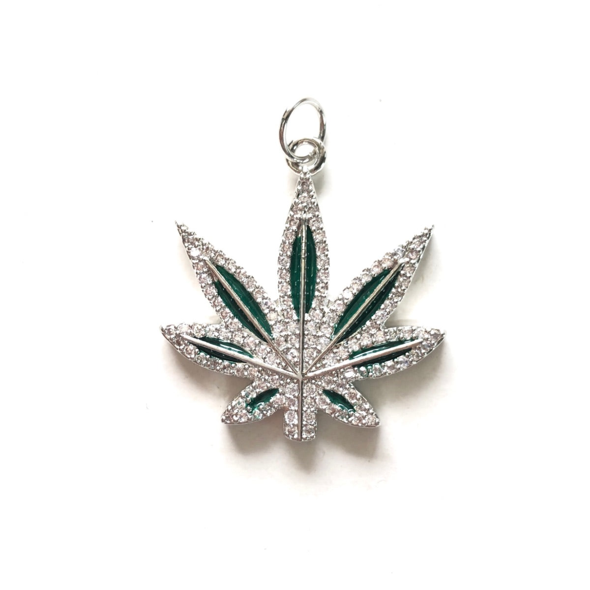 10pcs/lot CZ Paved Cannabis Leaf Plant Charms CZ Paved Charms Flowers New Charms Arrivals Charms Beads Beyond