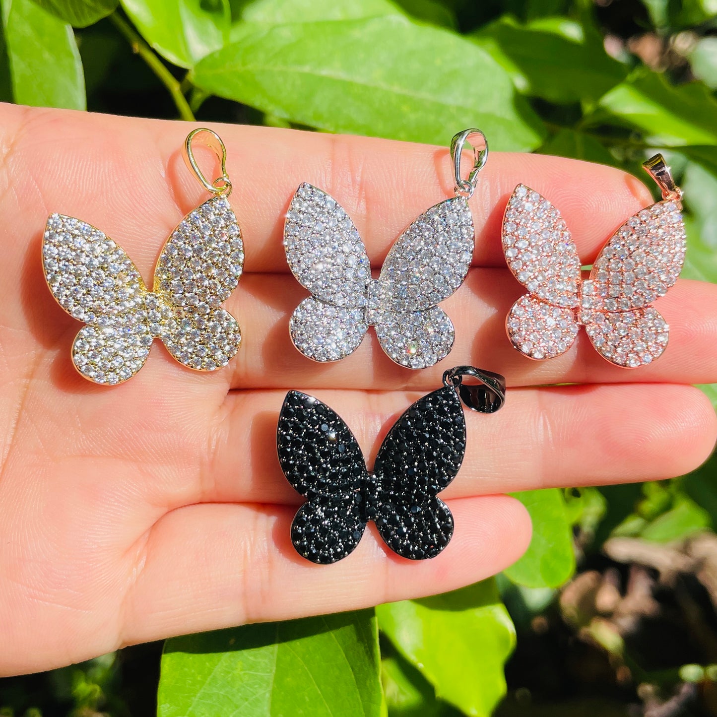 10pcs/lot 24*23.5mm CZ Paved Butterfly Charms Mix Color CZ Paved Charms Butterflies Charms Beads Beyond