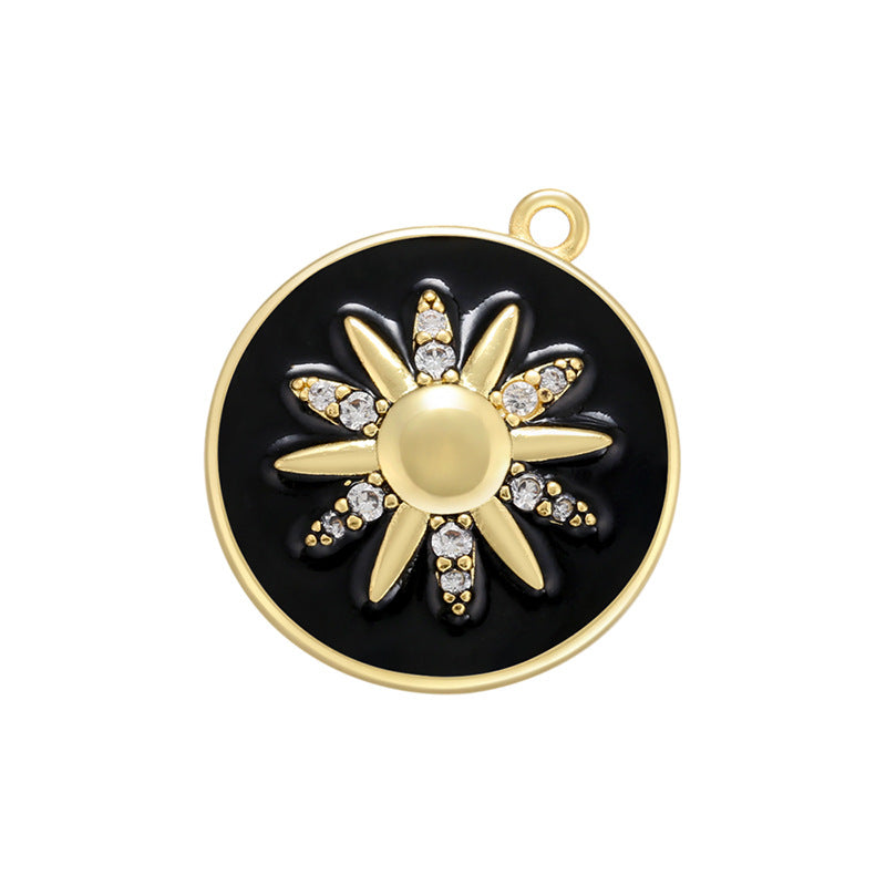 10pcs/lot 23.5*21mm Colorful Enamel CZ Pave Star Round Charm Black Enamel Charms Charms Beads Beyond