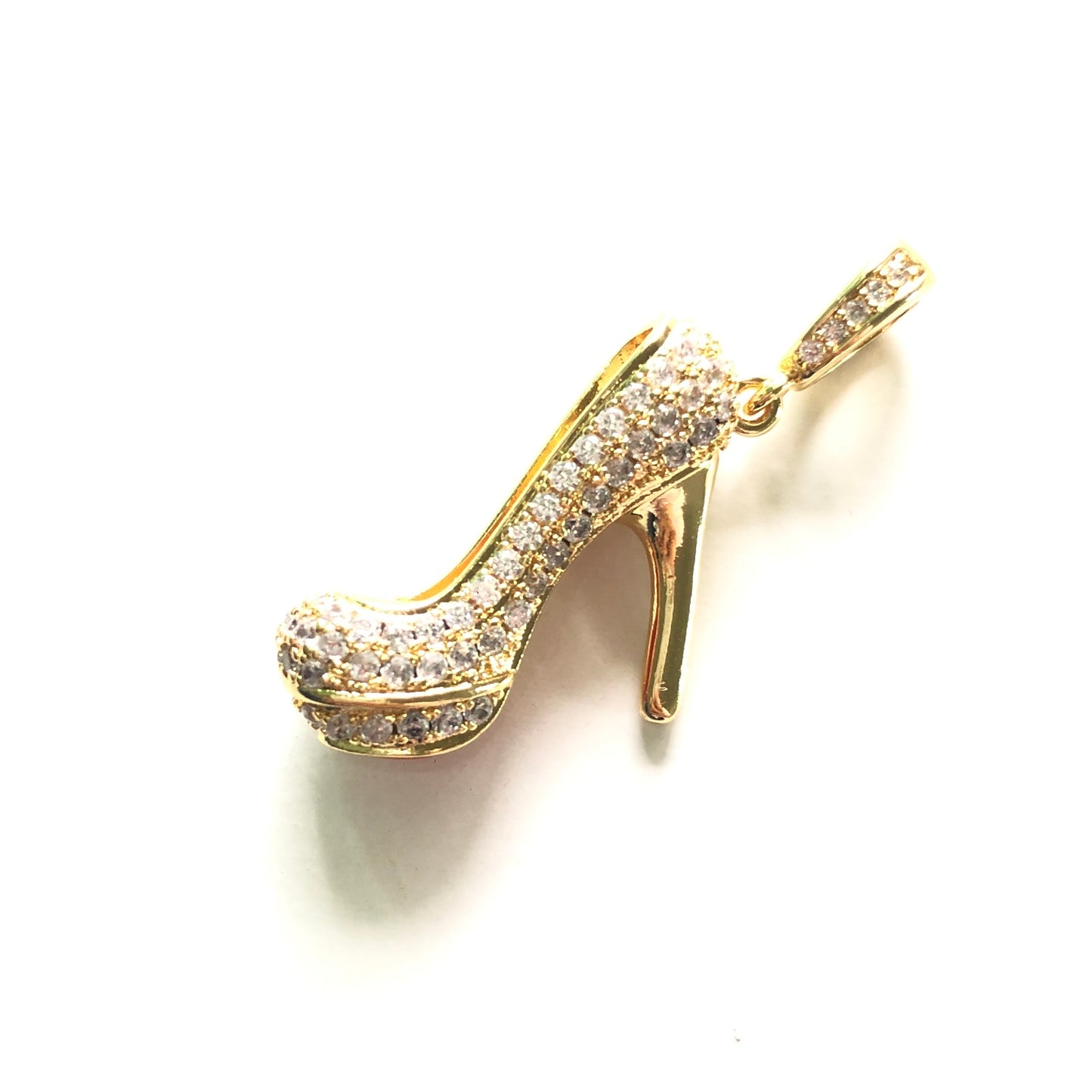 10pcs/lot 29*22mm CZ Paved Red Bottom High Heel Shoe Charms Gold CZ Paved Charms High Heels Charms Beads Beyond