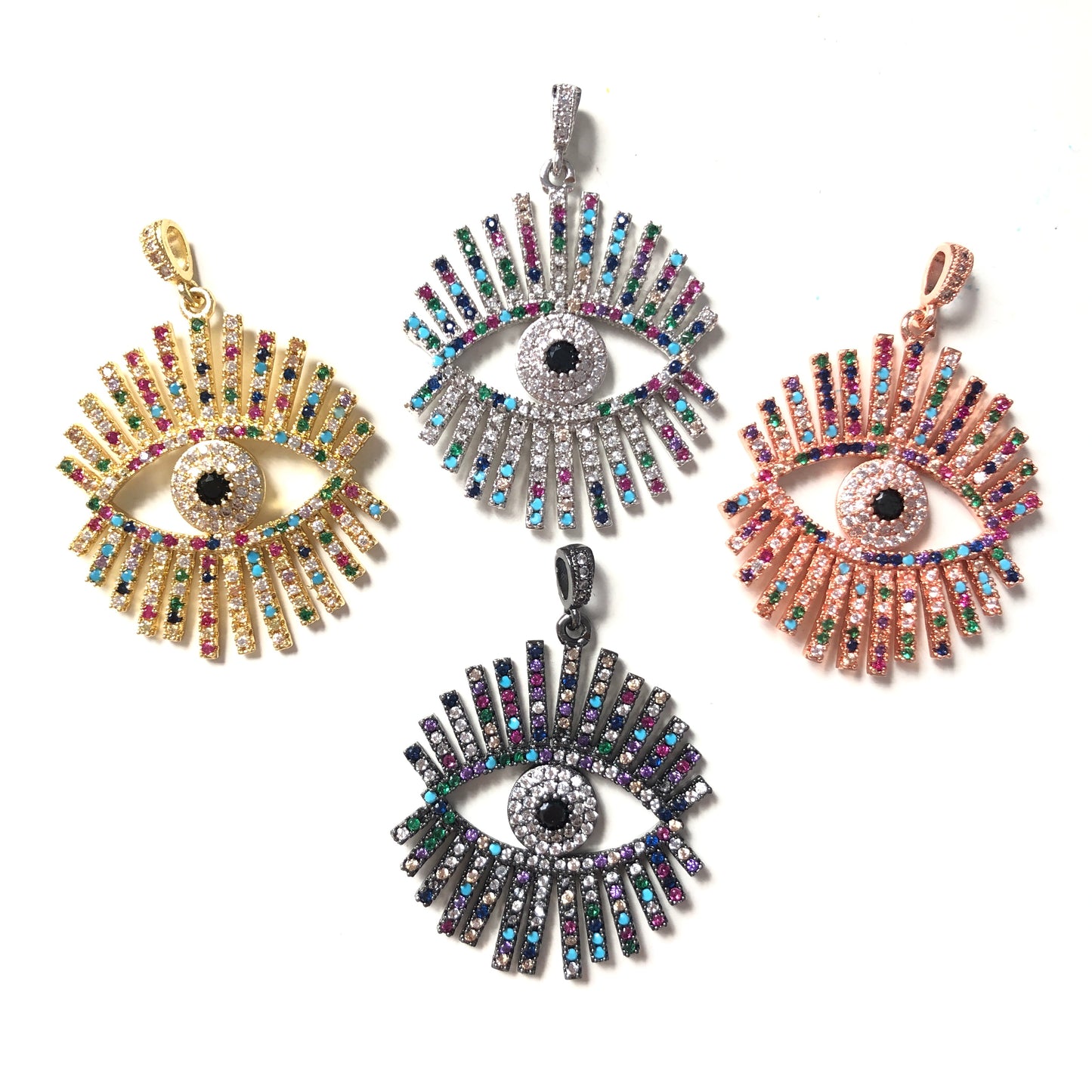 5pcs/lot 40*29mm Multicolor CZ Paved Evil Eye Charms CZ Paved Charms Colorful Zirconia Evil Eyes Charms Beads Beyond