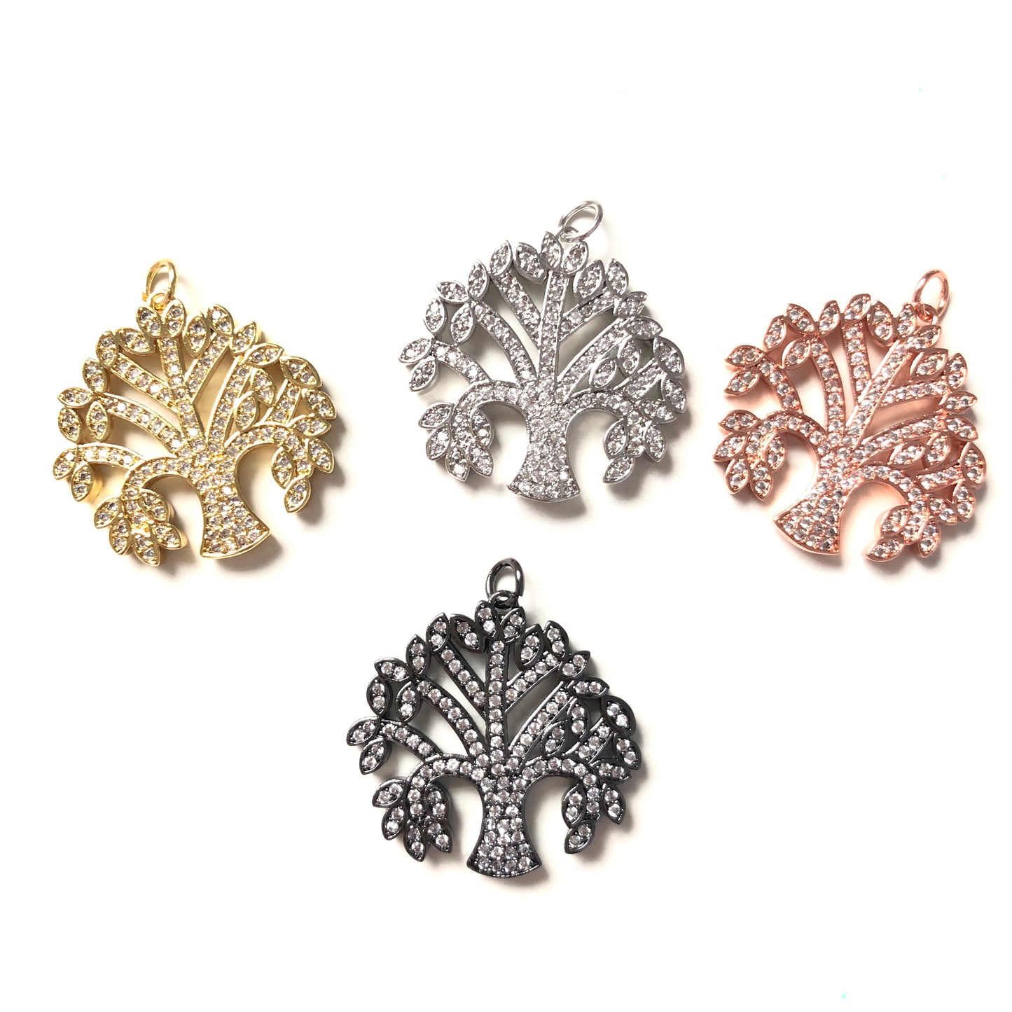 10pcs/lot 23*23mm CZ Paved Tree of Life Charms CZ Paved Charms Charms Beads Beyond