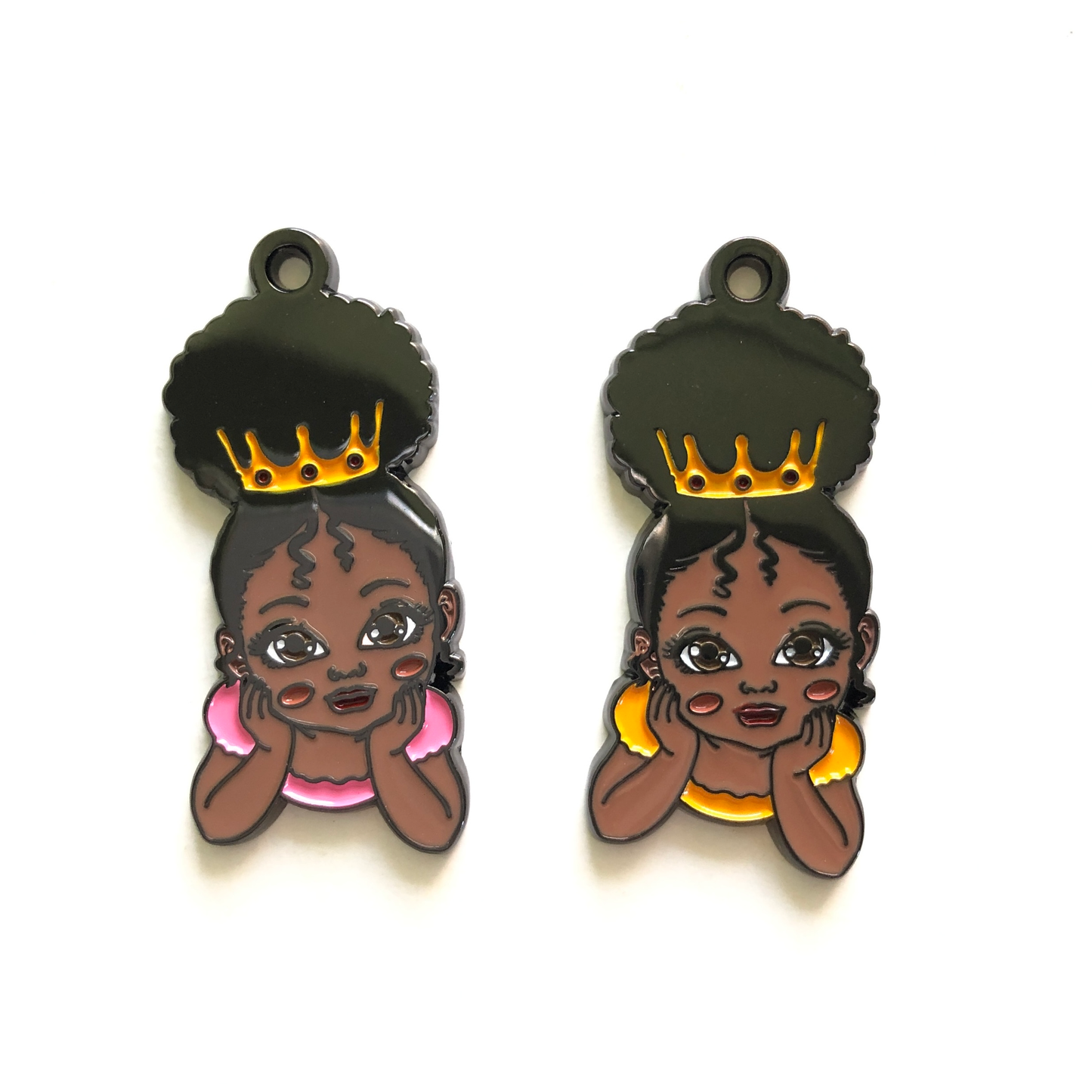 10pcs/lot Cute Little Black Girl Charm Mix Colors Enamel Afro Charms On Sale Charms Beads Beyond