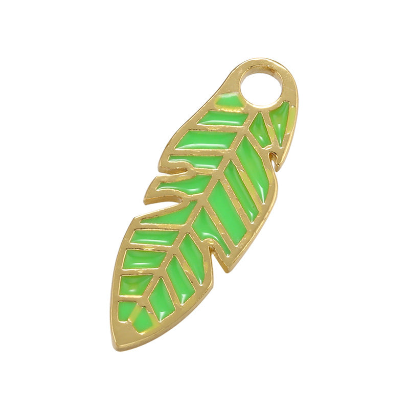 10pcs/lot 23.5*9mm Gold Plated Colorful Enamel Leaf Charm Green Enamel Charms Charms Beads Beyond