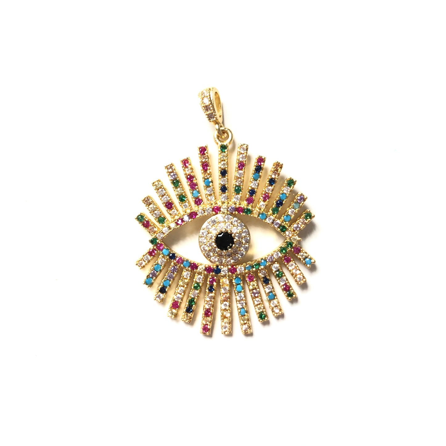5pcs/lot 40*29mm Multicolor CZ Paved Evil Eye Charms Gold CZ Paved Charms Colorful Zirconia Evil Eyes Charms Beads Beyond