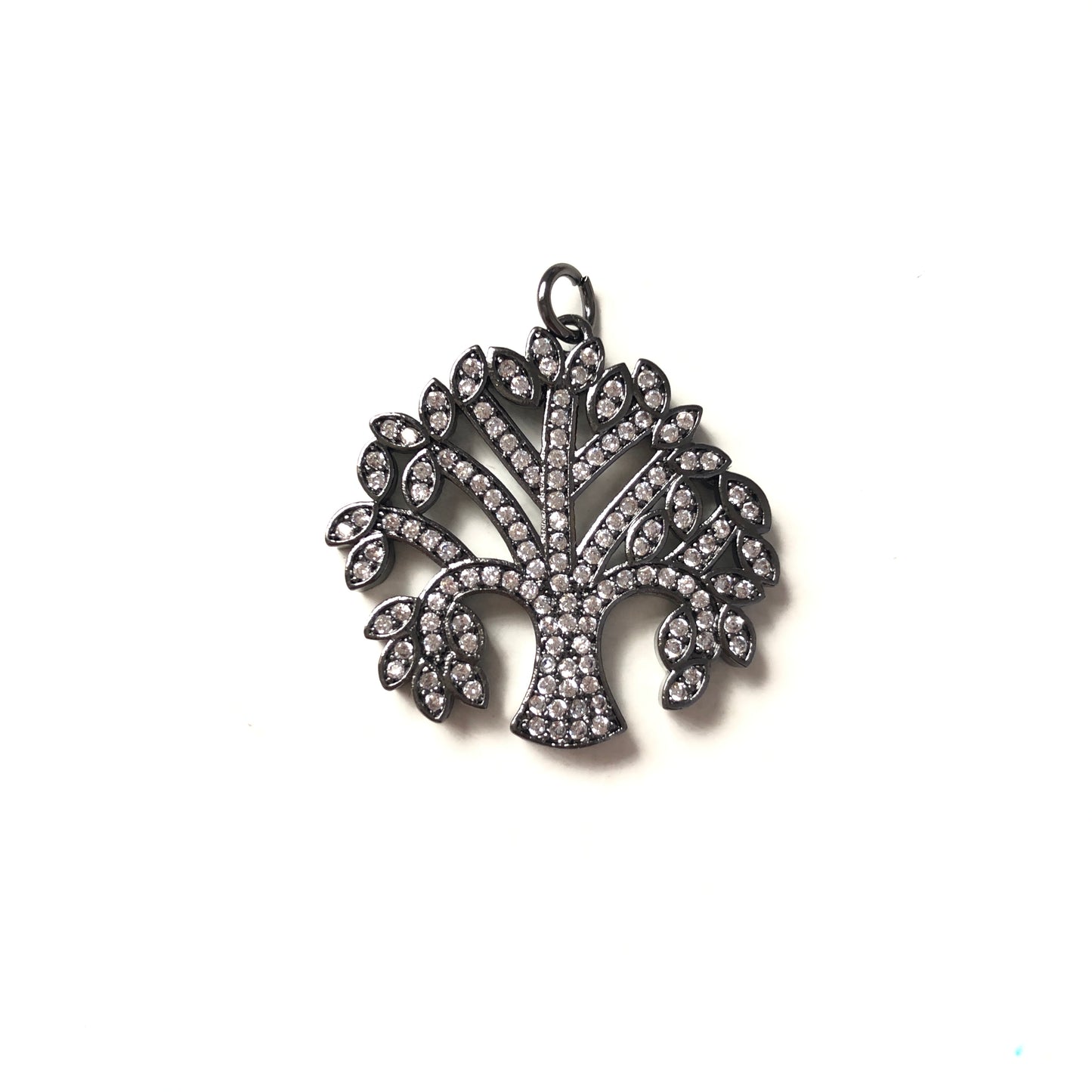 10pcs/lot 23*23mm CZ Paved Tree of Life Charms Black CZ Paved Charms Charms Beads Beyond