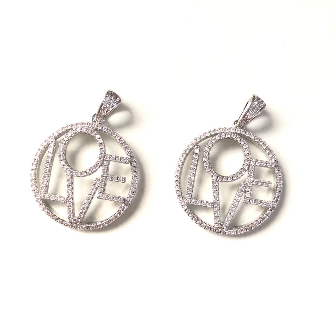 10pcs/lot 26mm CZ Paved LOVE Charms Silver CZ Paved Charms Love Letters Charms Beads Beyond