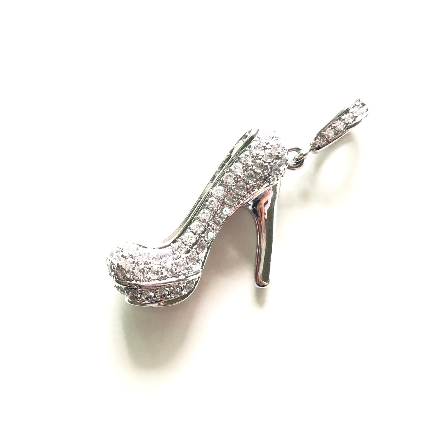 10pcs/lot 29*22mm CZ Paved Red Bottom High Heel Shoe Charms Silver CZ Paved Charms High Heels Charms Beads Beyond