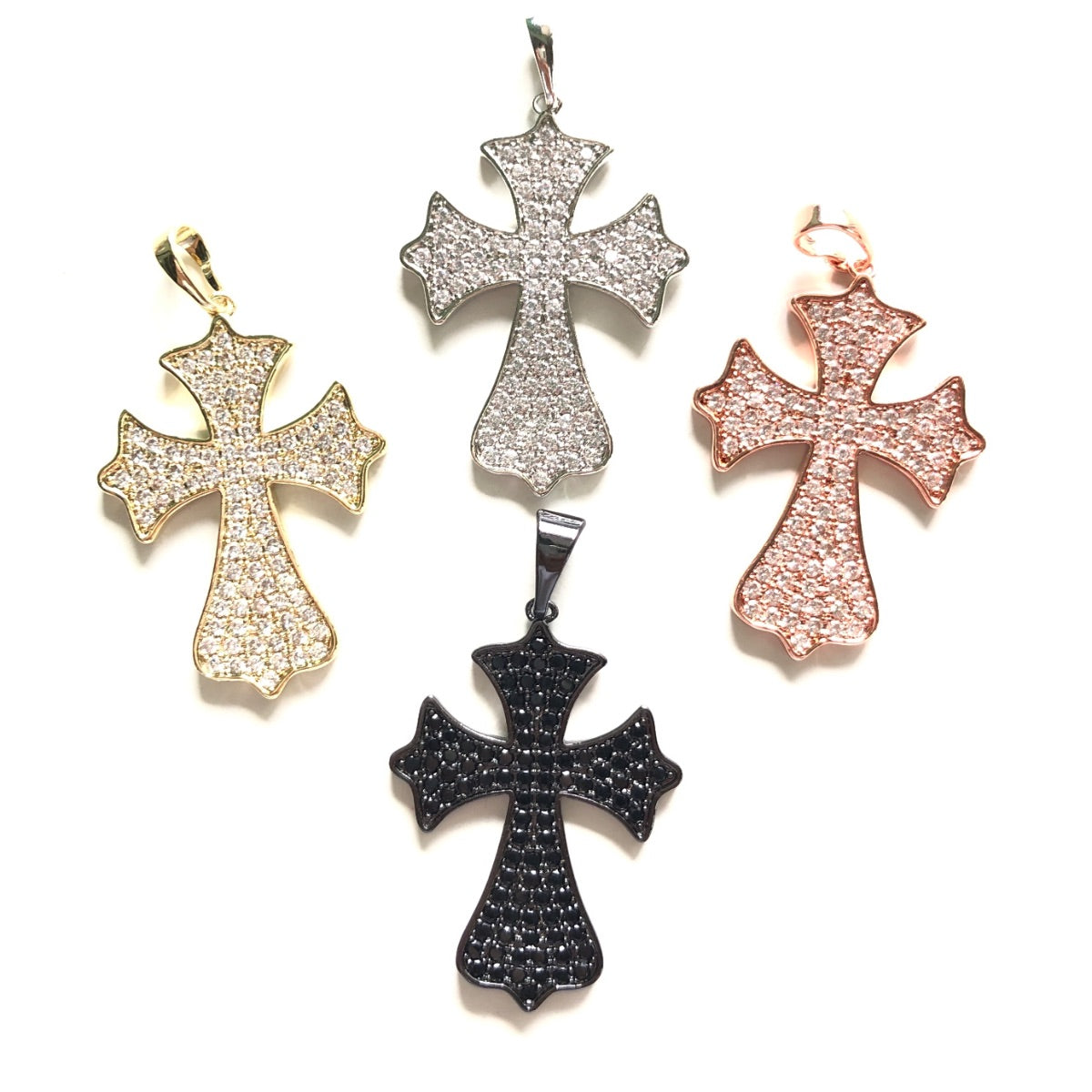 10pcs/lot 35*25mm CZ Paved Cross Charms CZ Paved Charms Crosses Charms Beads Beyond