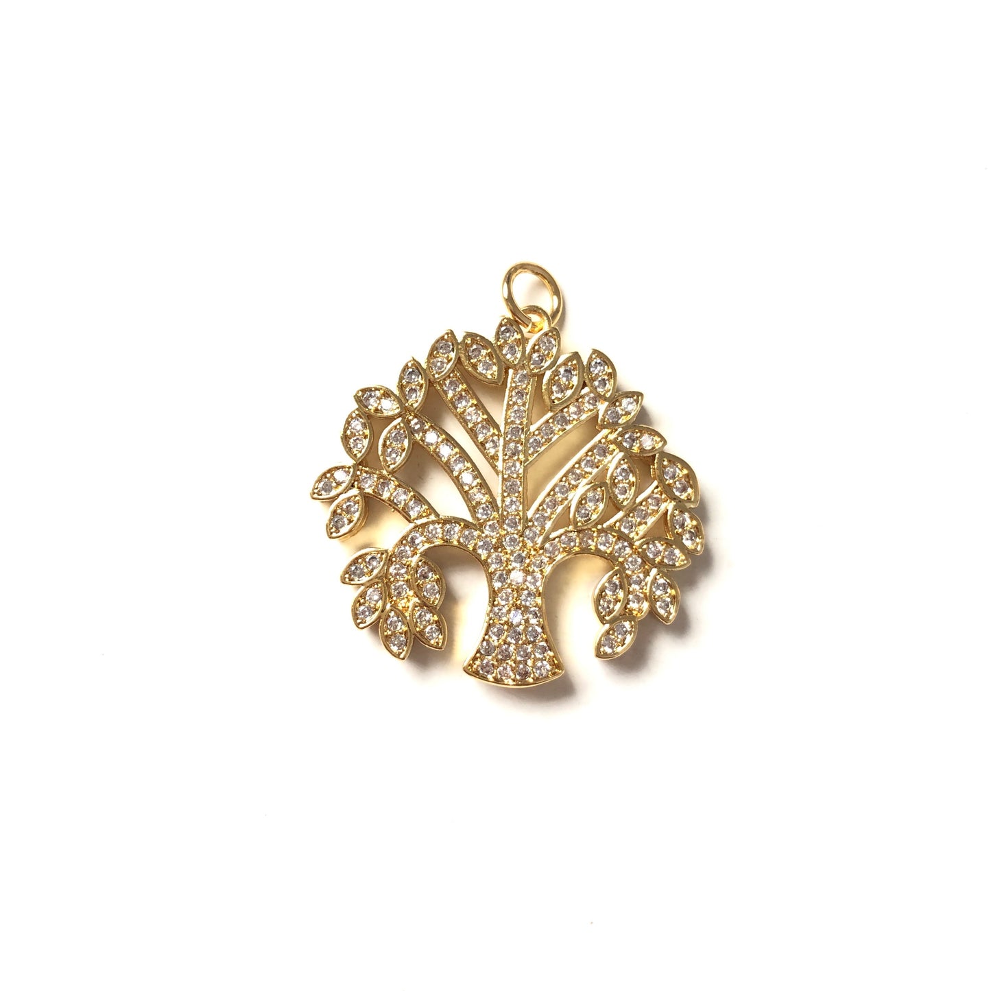 10pcs/lot 23*23mm CZ Paved Tree of Life Charms Gold CZ Paved Charms Charms Beads Beyond