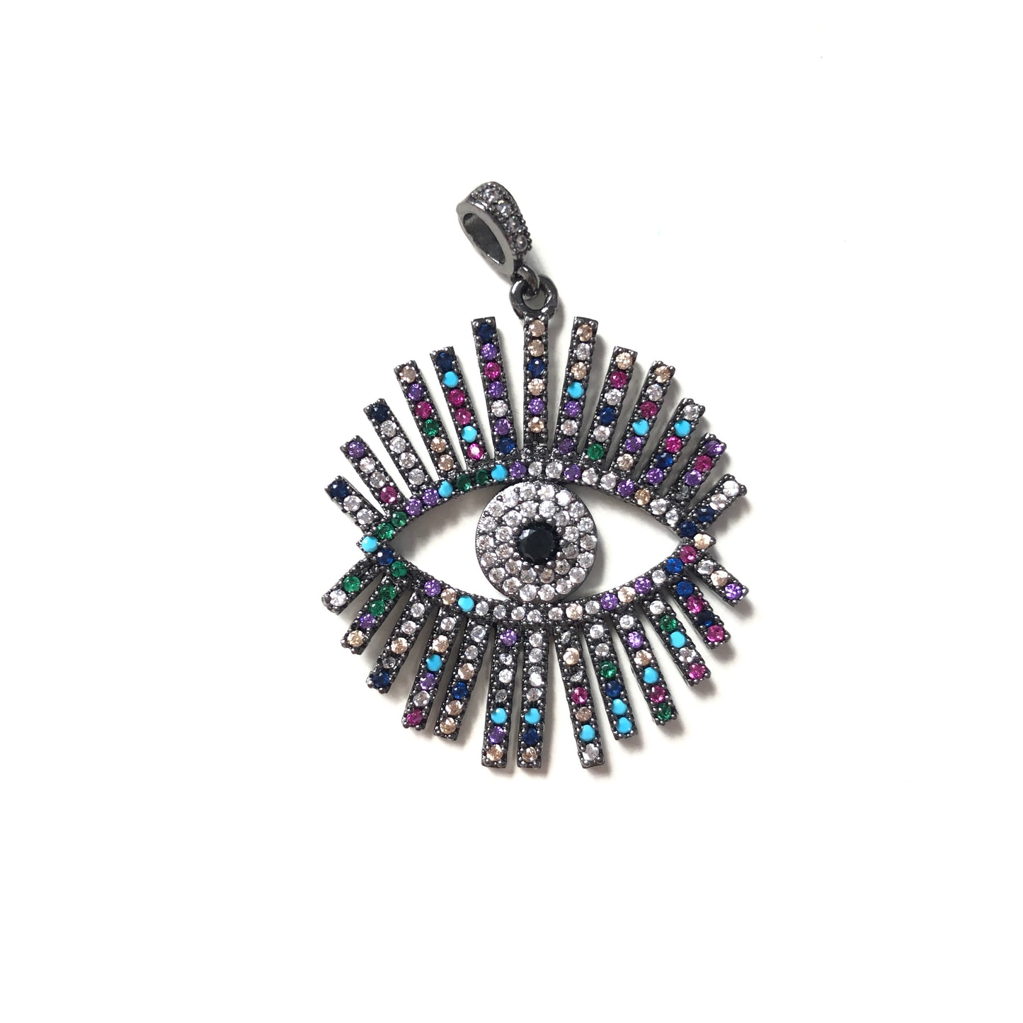 5pcs/lot 40*29mm Multicolor CZ Paved Evil Eye Charms Black CZ Paved Charms Colorful Zirconia Evil Eyes Charms Beads Beyond